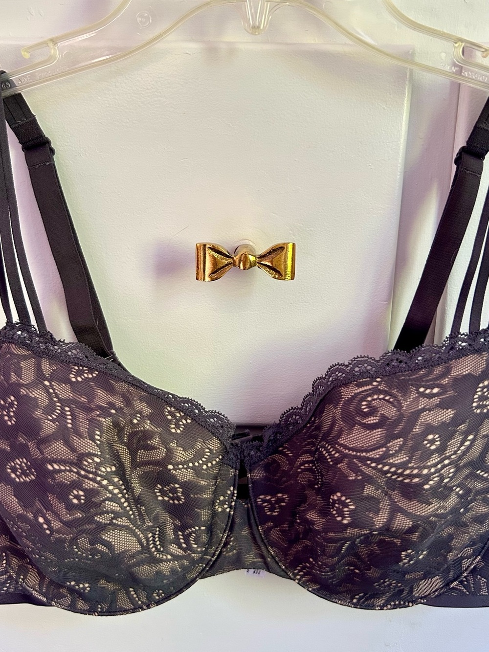 Soma Enticing Lift Balconette Bra 36DD Grey Lace Underwire - EUC